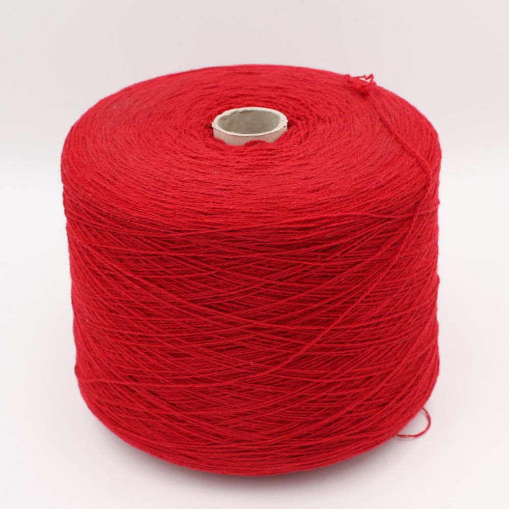 Filato 2/13 100% cashmere riciclato colore rosso rocche 500 gr