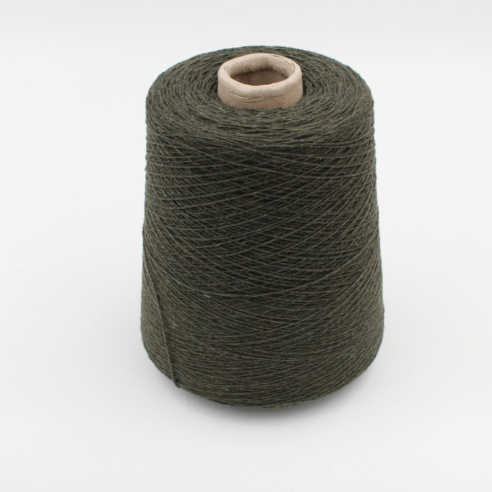 100% recycled cashmere yarn nm 2/13 green color cones 500 gr