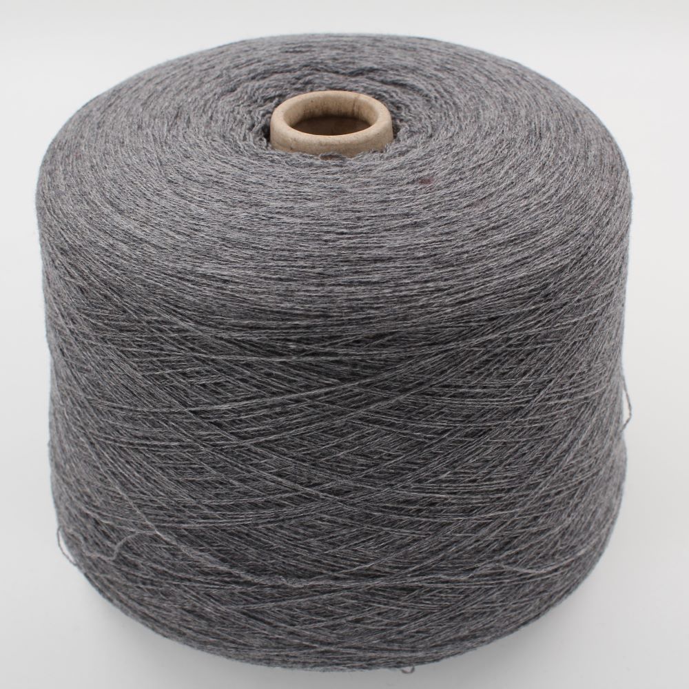 Yarn 2/28 100% Cashmere for 12 gauge machine light grey color cones 630 gr