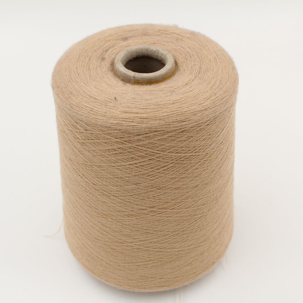 100% Cashmere yarn, nm 2/48 worsted, beige color, 700 gr cone