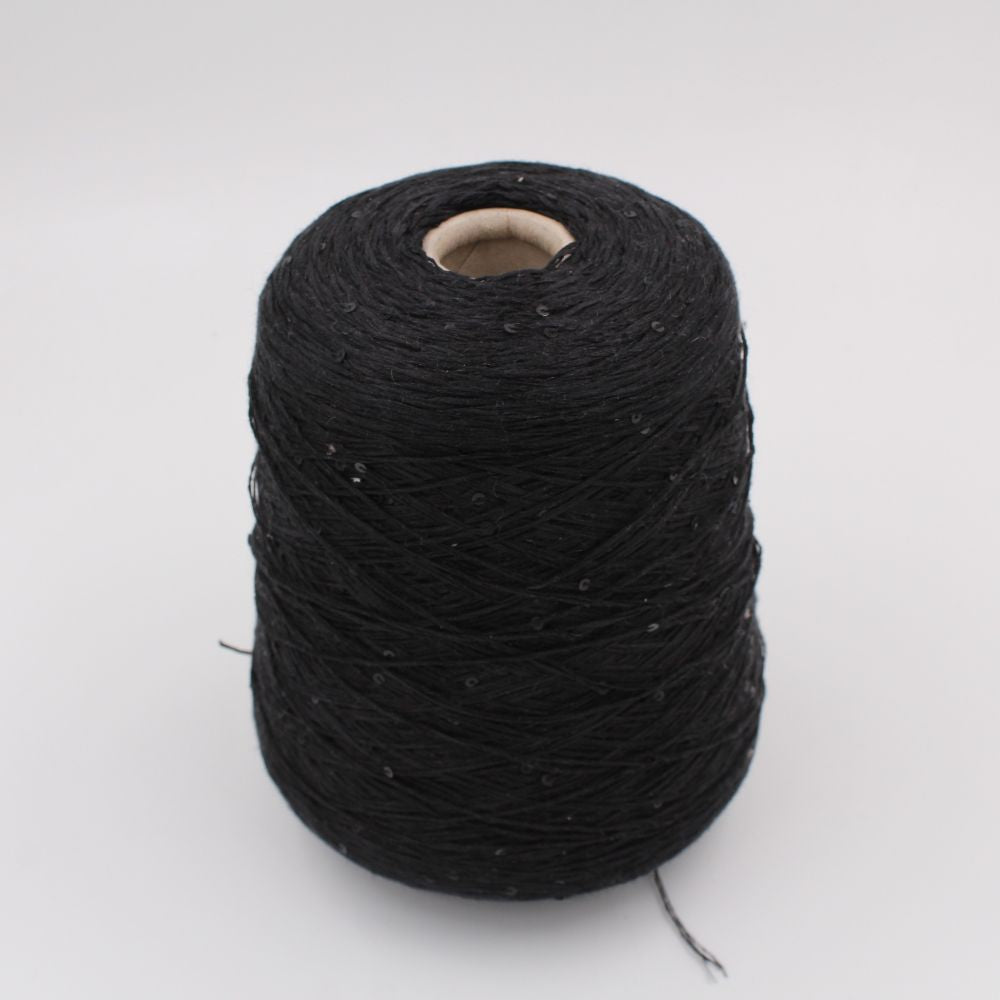 DESERT DIAMANTE 46% cotone 40% lino 14% seta con paillettes nm 7500 colore nero rocche 580 gr