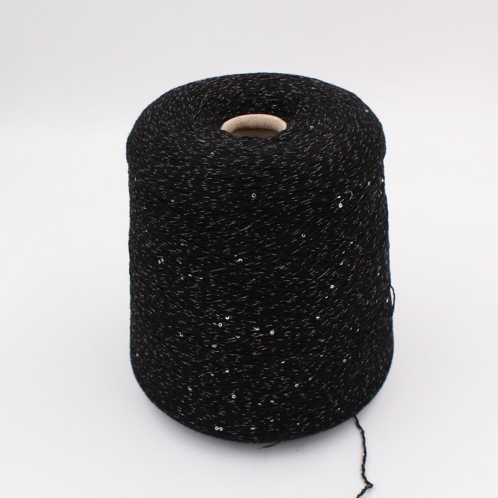 SOULNOUVELLE 67% merino 28% cashmere 3% lurex 2% polyamide with sequins nm 6900 color black cones 470 gr