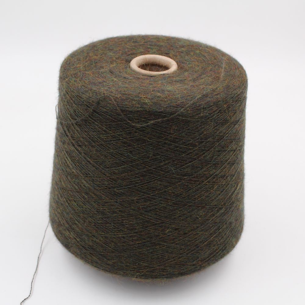 Filato 2/28 100% Cashmere colore verde melange rocche 550gr
