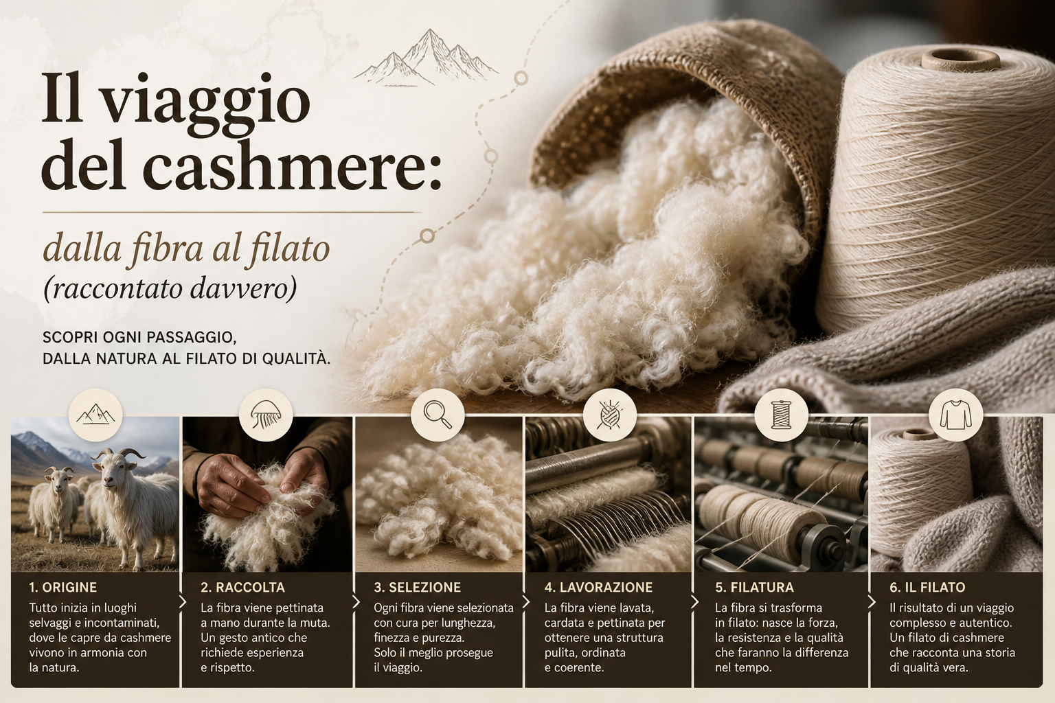 Il viaggio del cashmere: dalla fibra al filato (raccontato davvero)