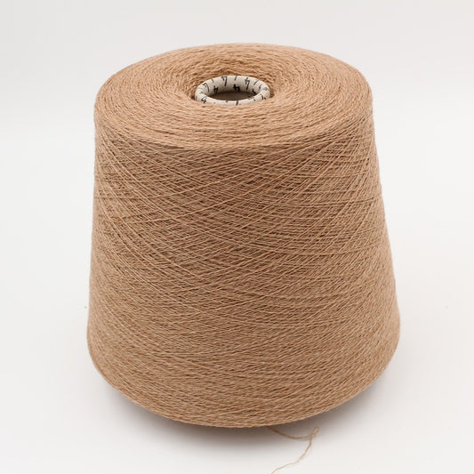 Machine spun yarn 2/30 70% extrafine merino 30% cashmere camel color cone 530 gr