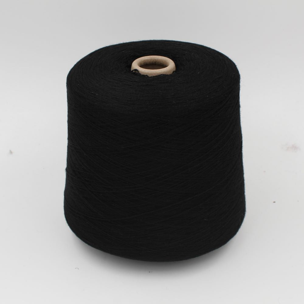 Yarn 100% Cashmere nm 2/18 black color cones 500gr