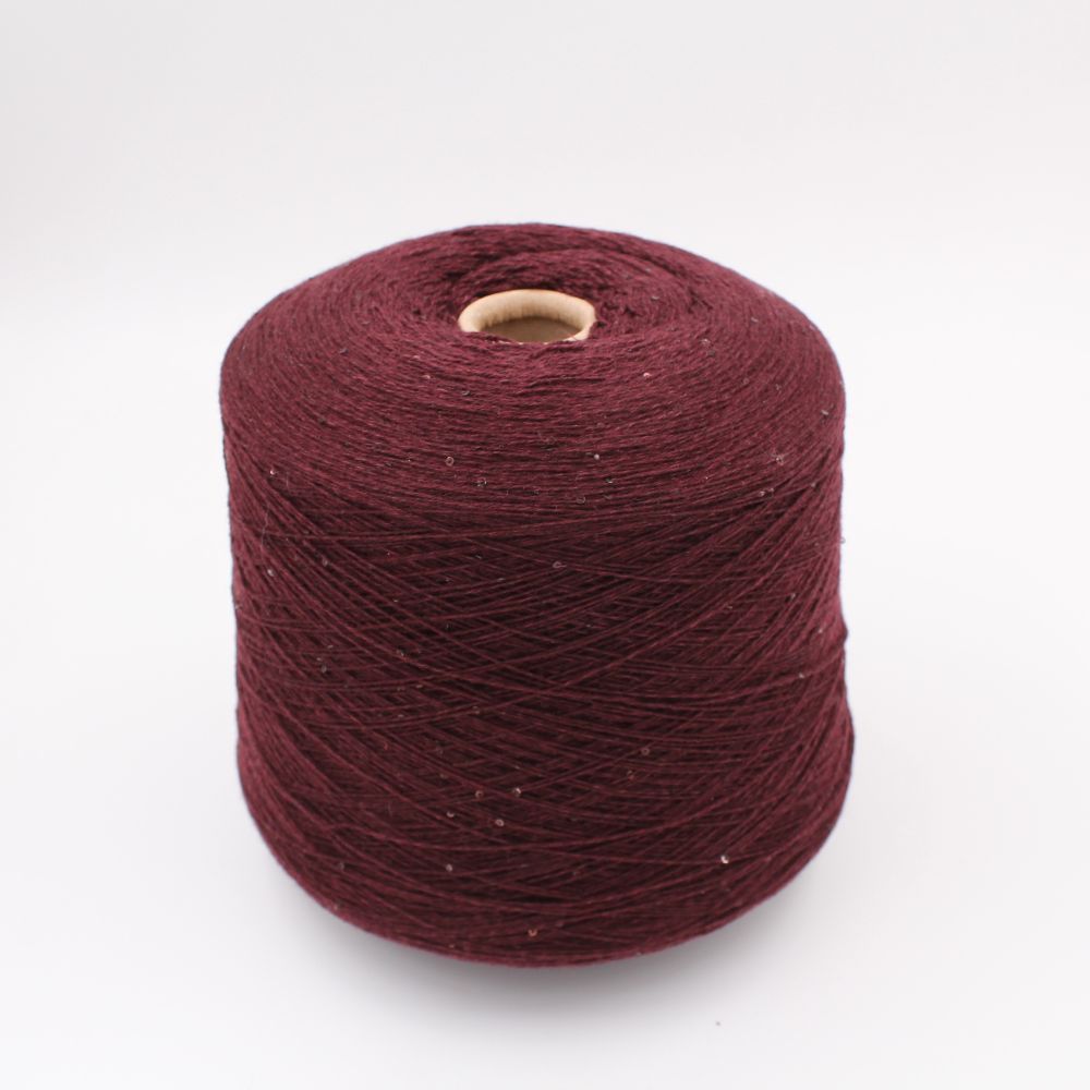 Filato merinos extrafine 70% cashmere 30% nm. 8000 con paillettes colore bordeaux rocche 510 gr