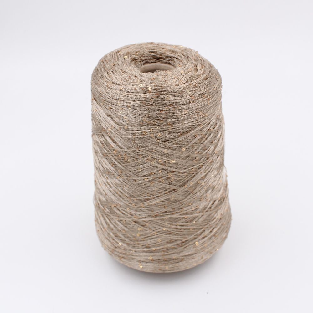Filato 100% polyester nm. 8000 con paillettes colore sabbia rocche 510 gr