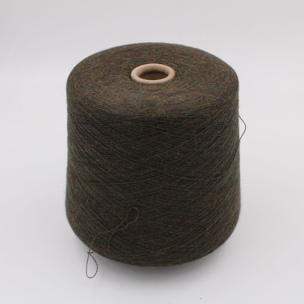 Filato 2/27 100% Cashmere colore verde melange rocche 550 gr