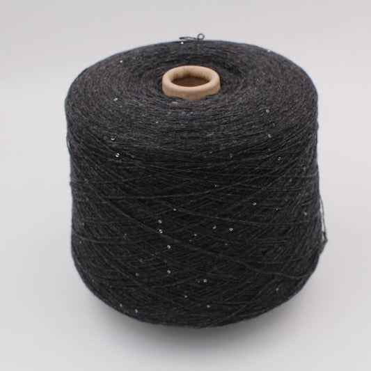 70% extrafine merino 30% cashmere nm 8000 yarn with sequins color dark grey cones 440gr