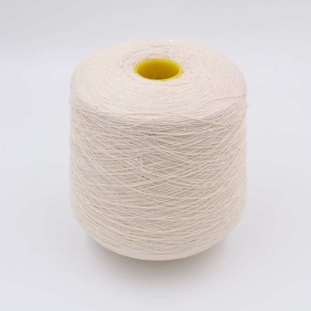 100% cotton yarn with sequins nm 2/60 color cream cone 730 gr