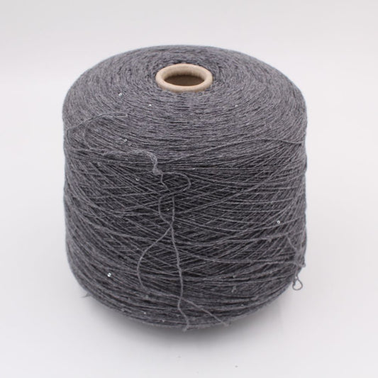 70% extrafine merino 30% cashmere nm 8000 yarn with sequins color medium grey cones 440gr