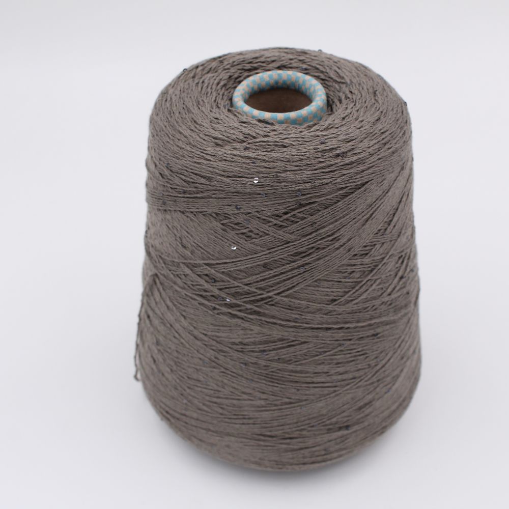 Filato 96% cotone 4% paillettes nm 6000 colore militare rocche 490 gr