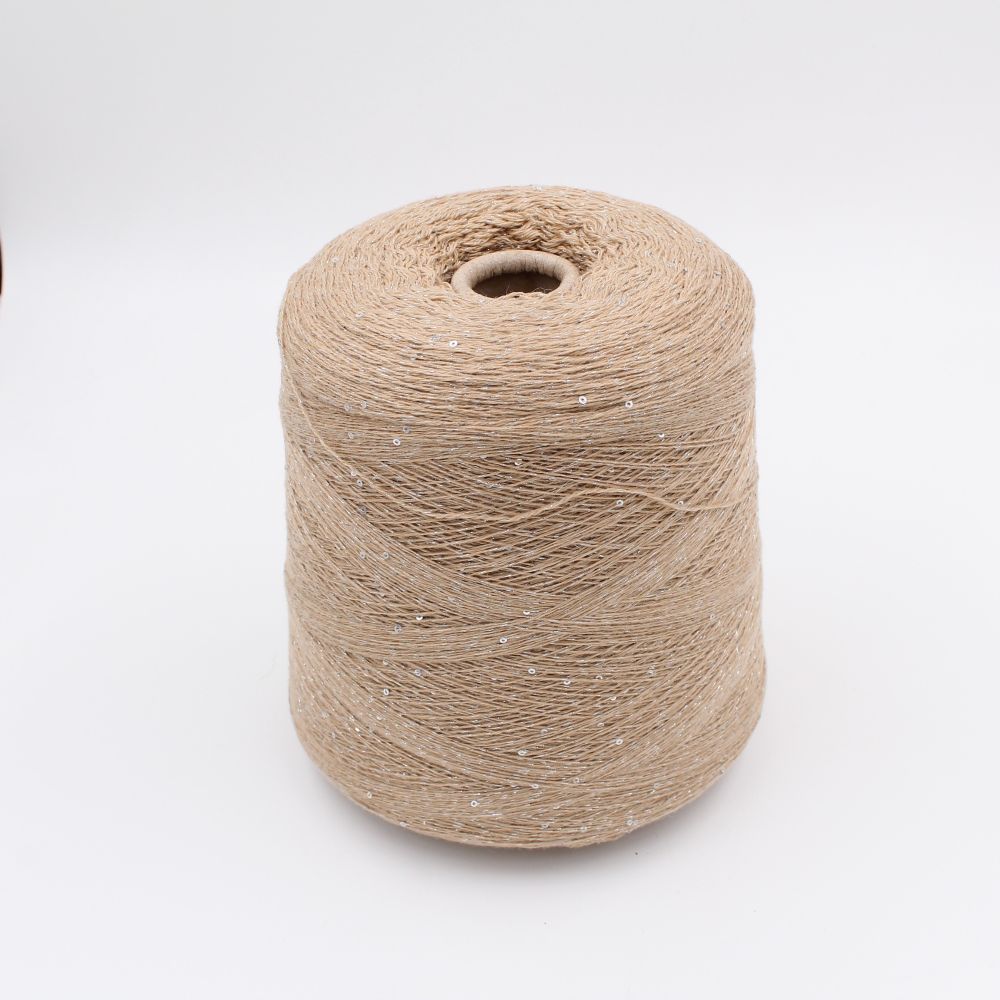 SOULNOUVELLE 67% merino 28% cashmere 3% lurex 2% polyamide with sequins nm 6900 color beige cones 550 gr