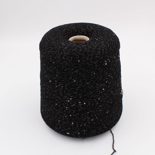 SOULNOUVELLE 67% merinos 28% cashmere 3% lurex 2% poliammide con paillettes nm 6900 colore nero rocche 470 gr
