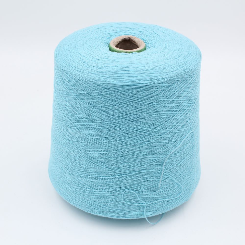 Yarn 2/26 100% Baby cashmere color light turquoise cones 610gr