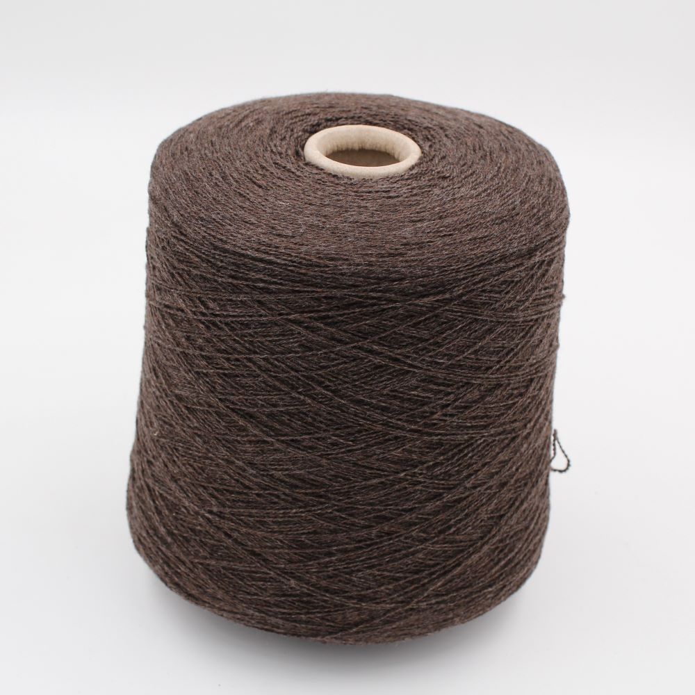 Yarn 50% Extrafine Merino 30% Silk 20% Cashmere nm. 2/20 brown color cones 680gr