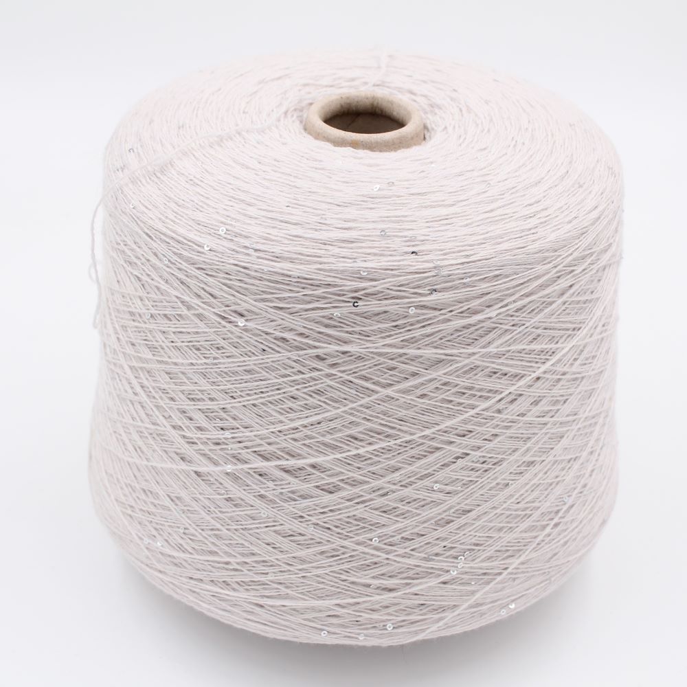 60% wool 40% cashmere nm 7800 yarn with sequins color silver cones 490gr