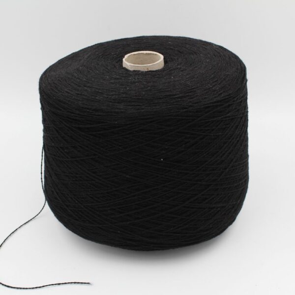 Yarn Recycled Cashmere 100% nm 2/13 color black cone 730 gr