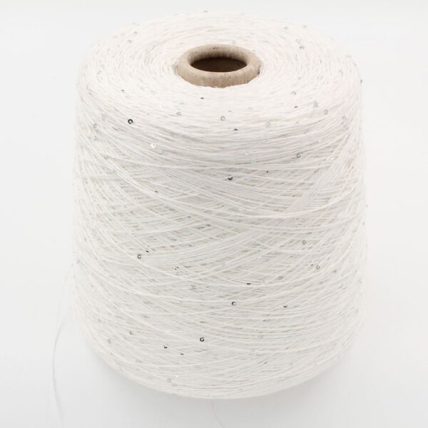 DESERT DIAMANTE 75% lino 25% seta con Paillettes nm 7000 colore bianco rocche 500 gr