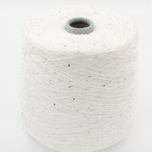 DESERT DIAMANTE 75% lino 25% seta con Paillettes nm 6500 colore bianco rocche 600 gr