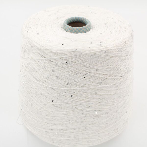 DESERT DIAMANTE 75% linen 25% silk with Paillettes nm 6500 color white cones 600 gr