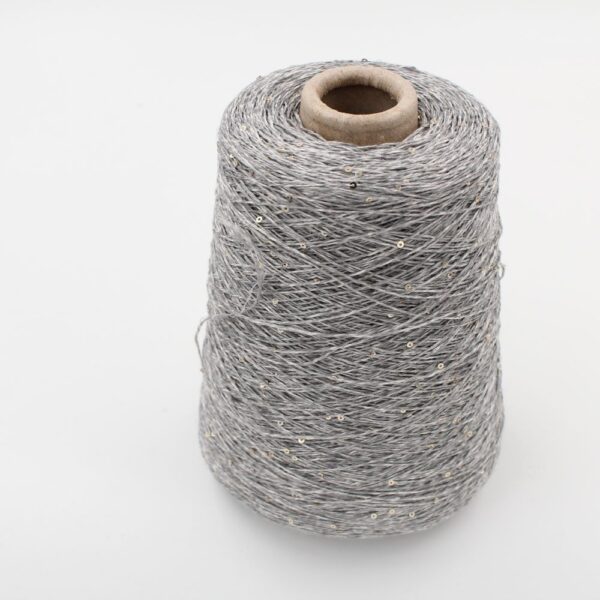 DESERT DIAMANTE 75% linen 25% silk with Paillettes nm 6500 color medium grey cones 370 gr