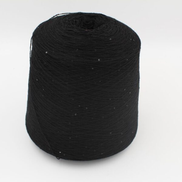 Yarn merino extrafine with paillettes nm 20000 color black cones 480 gr