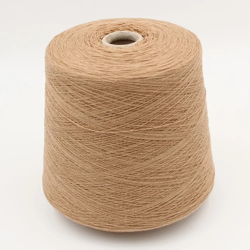 Yarn for knitting machine 2/28 70% merino extrafine 30% cashmere color beige cones 400 gr