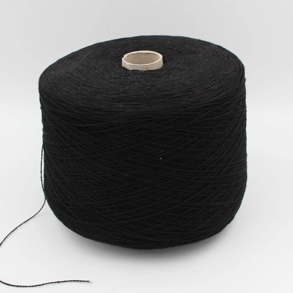 Yarn Recycled Cashmere 100% nm 2/13 color black cone 500 gr