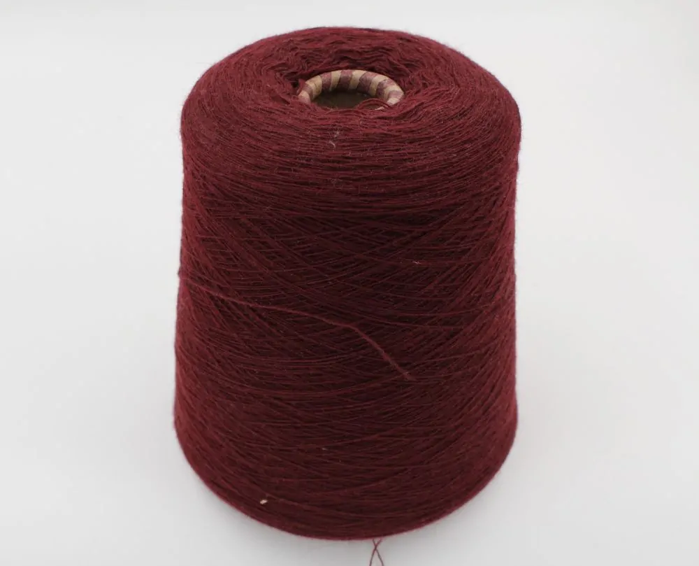 100% Cashmere yarn Nm. 1/14 color burgundy cones 540 gr