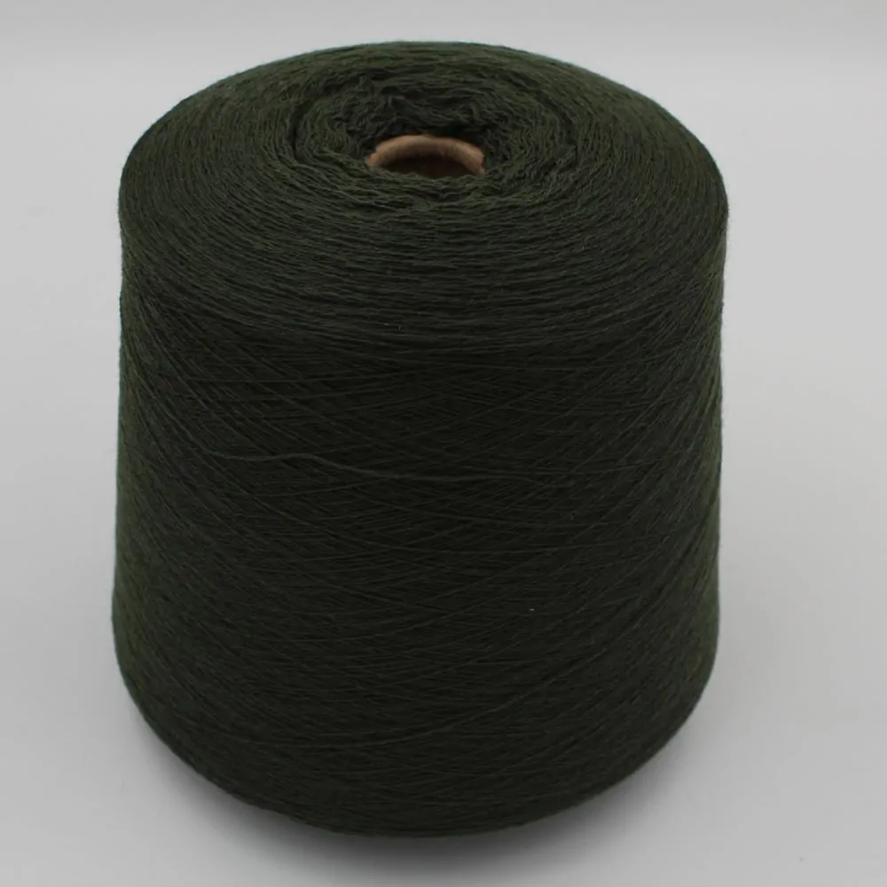 Yarn for knitting machine 2/30 70% merino extrafine 30% cashmere color dark green cones 540 gr