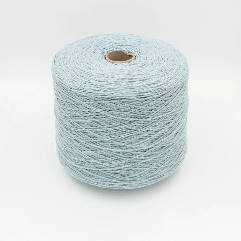 100% recycled cashmere yarn nm 3200 light blue colour 500 gr cones