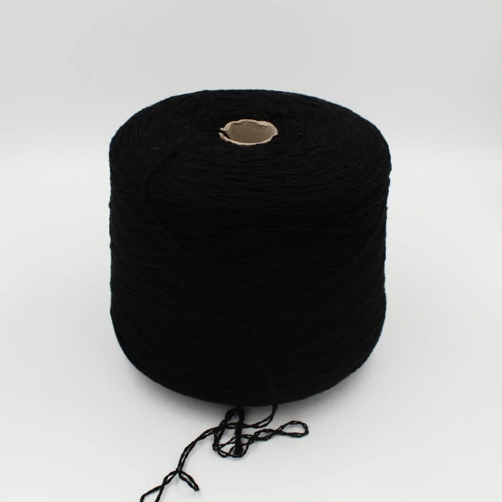 100% recycled cashmere yarn nm 3200 black colour 500 gr cones