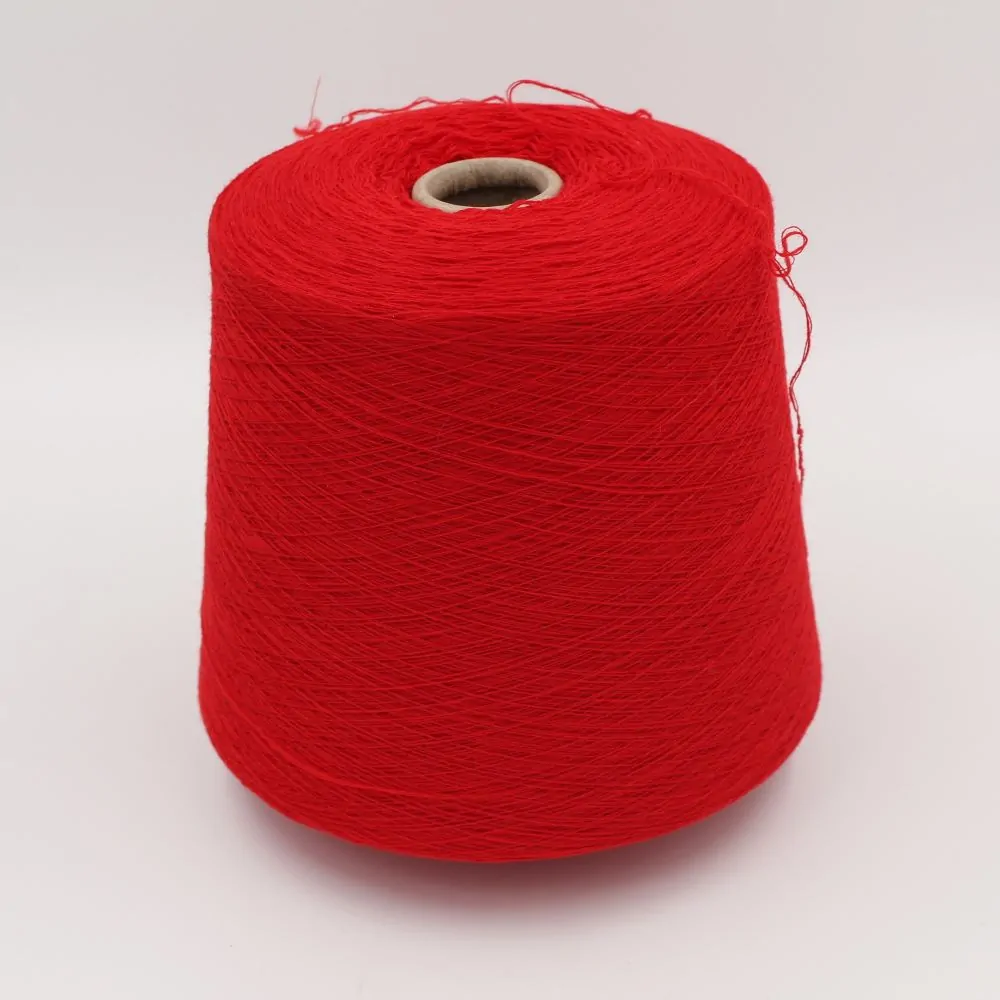 Yarn for knitting machine 2/30 70% merino extrafine 30% cashmere color red cones 550 gr