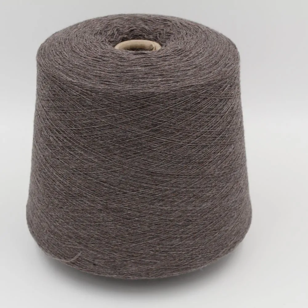 Yarn for knitting machine 2/30 70% merino extrafine 30% cashmere color dark brown cones 530 gr