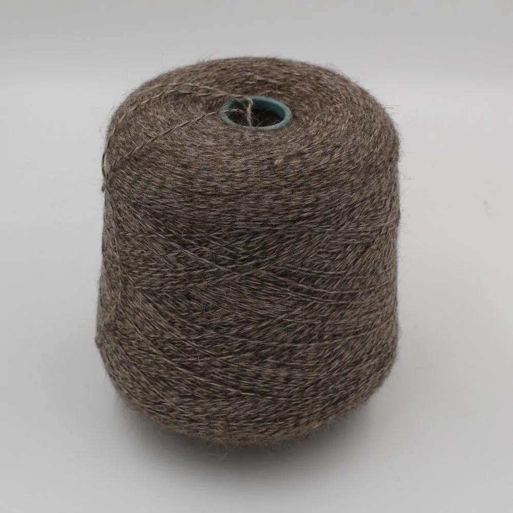 Yarn 100% Wool nm 4600 color dark brown muliné cones 470gr