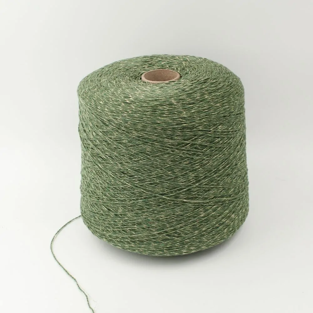 Filato 95% Cashmere Riciclato 5% Lurex nm 2/12 colore verde acido rocche 410gr
